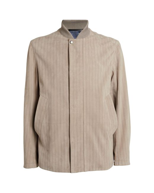 Paul Smith Natural Suede Striped Bomber Jacket for men