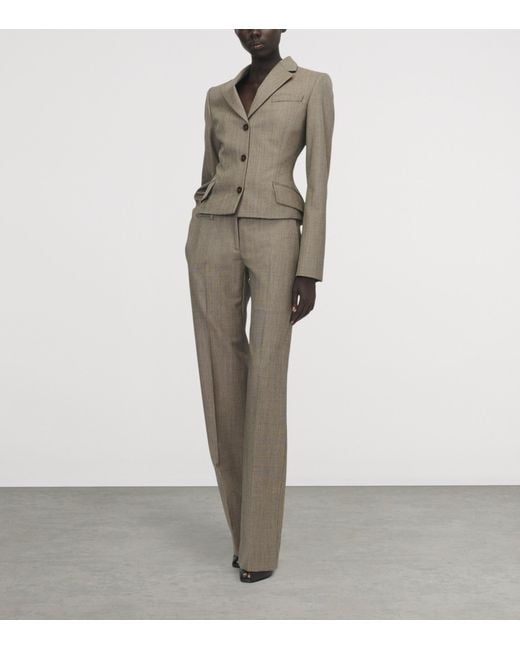 McQueen Gray Wool Bumster Wide-Leg Trousers