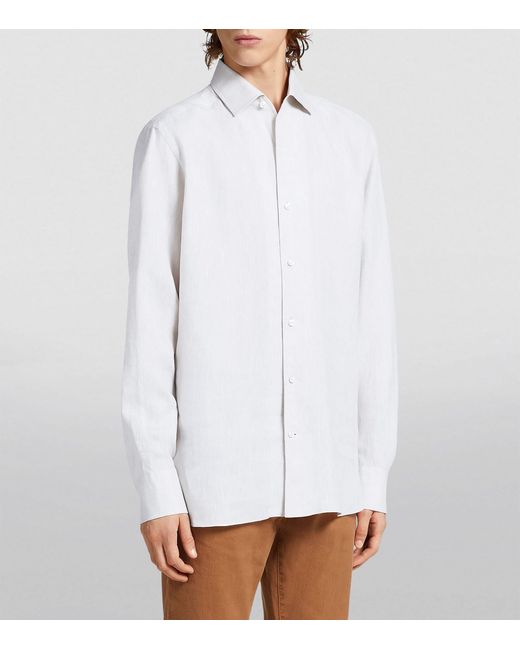 Zegna White Linen Long-sleeve Shirt for men