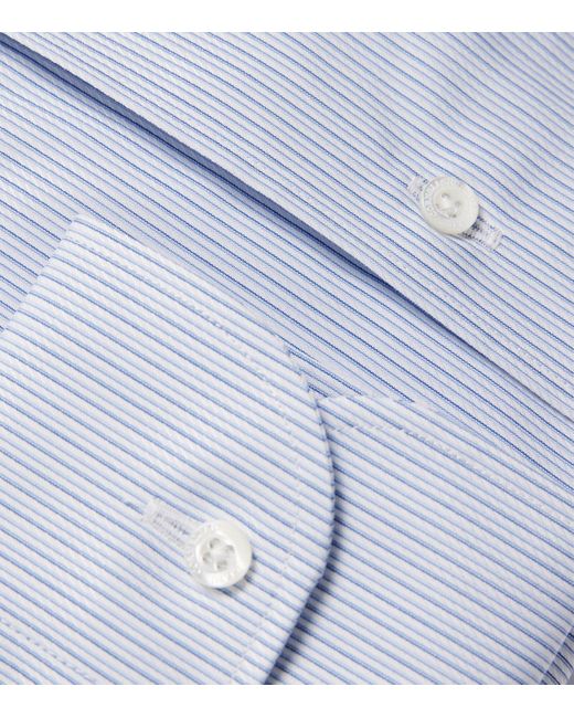Corneliani Blue Cotton Stripe Formal Shirt for men