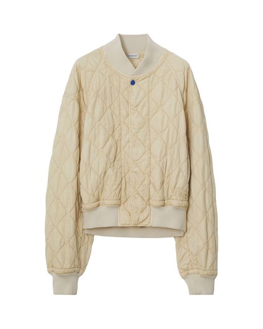 Burberry Natural Nylon Quilted Bomber Jacket