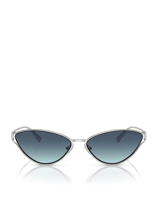Tiffany & Co Blue Metal Cat Eye Sunglasses