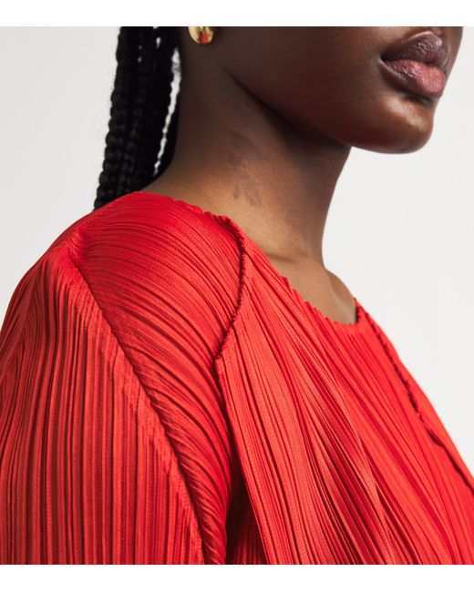Pleats Please Issey Miyake Red Monthly Colors July Cardigan