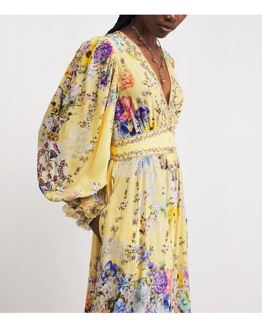 Camilla Metallic Silk Darling Buds Maxi Dress