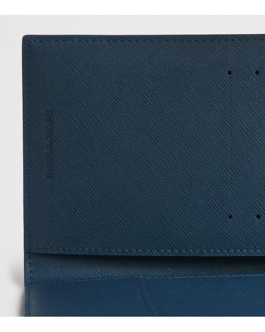 Emporio Armani Blue Saffiano Leather Passport Holder for men