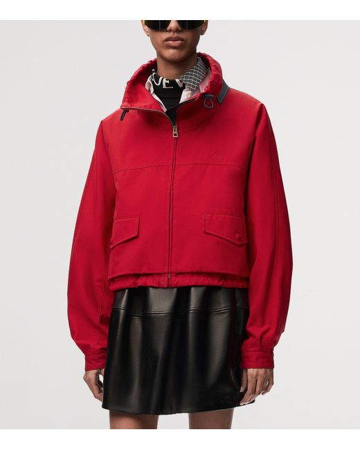 Loewe Red Cotton-Silk Bomber Jacket