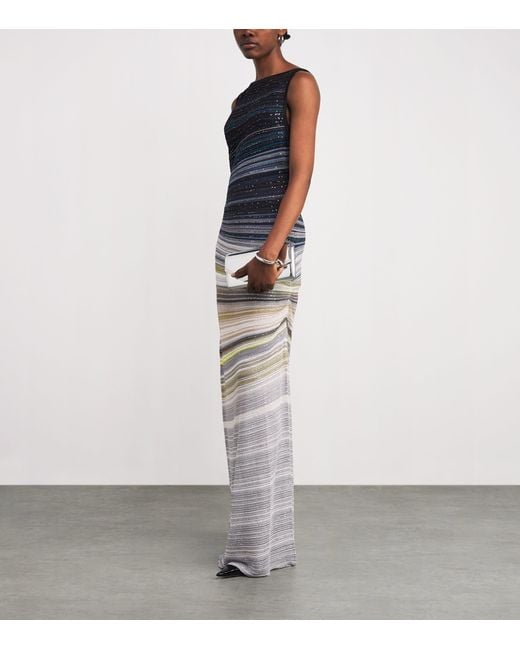 Missoni Multicolor Lamé Embellished Stripe Maxi Dress
