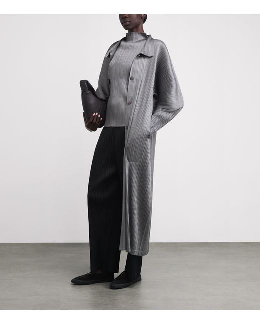 Pleats Please Issey Miyake Gray Skyline A-Line Coat