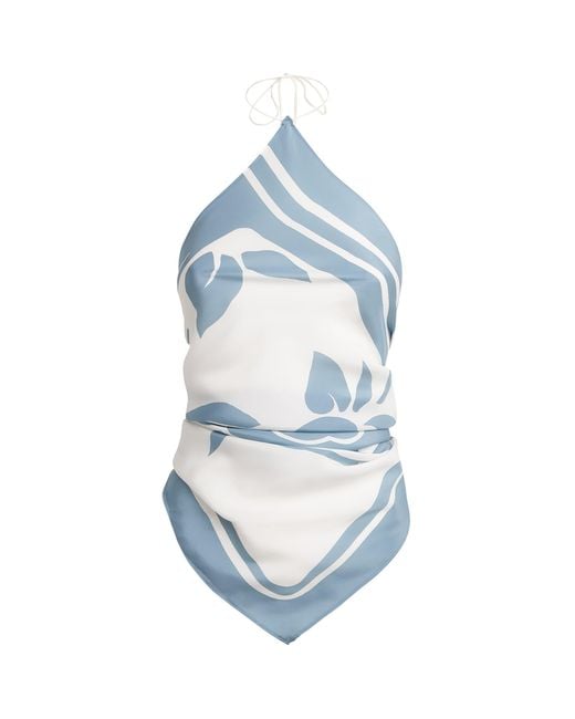 Sir Blue Silk Halterneck Lilou Scarf Top