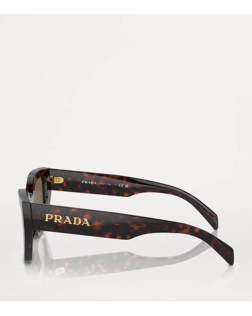 Prada Brown Tortoiseshell Geometric Sunglasses