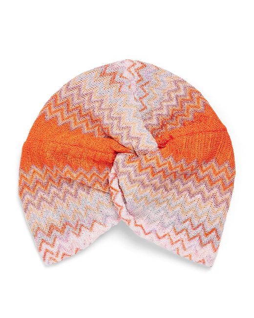 Missoni Red Knot-Front Zigzag Turban