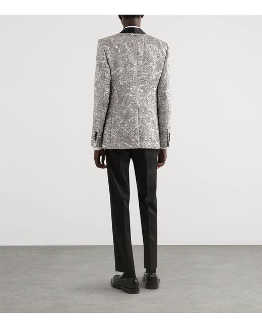 Dolce & Gabbana Black Floral Lamé Blazer for men