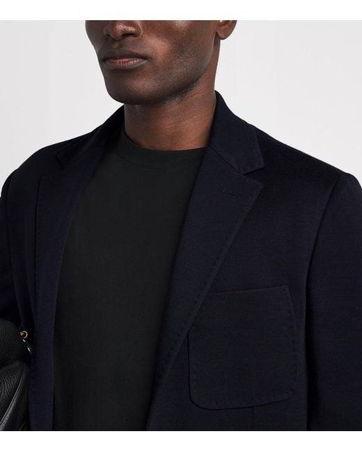 Canali Blue Wool Jersey Knit Blazer for men