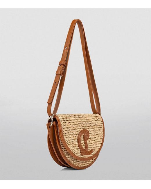 Christian Louboutin Brown By My Side Leather-raffia Shoulder Bag