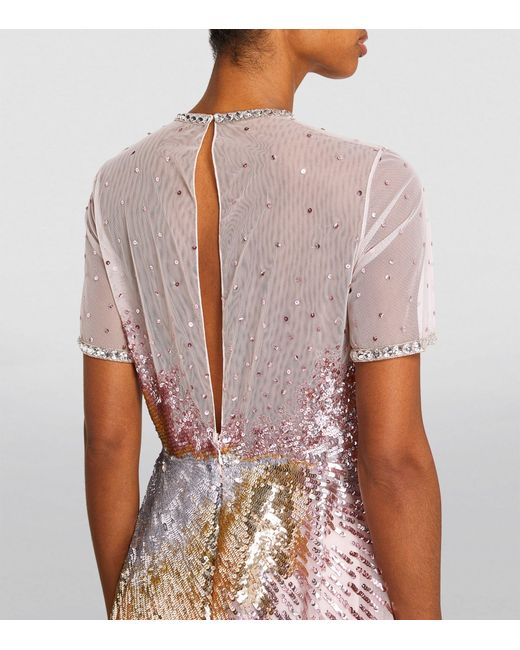 Georges Hobeika Pink Sequin-embellished Midi Dress