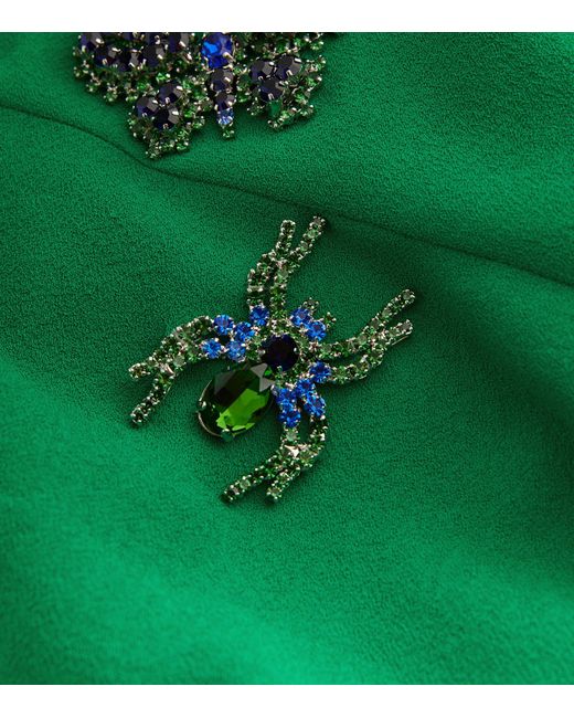 Erdem Green Embellished One-shoulder Gown