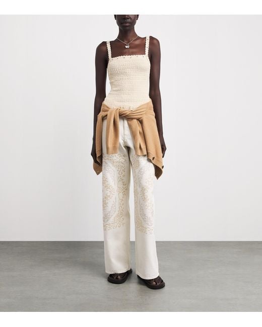 Claudie Pierlot Natural Embellished Knit Tank Top