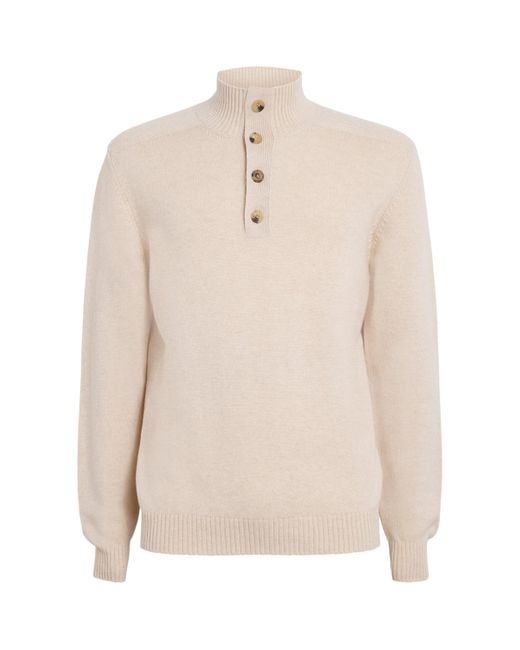 Harrods Natural Cashmere Button-Down Sweater for men