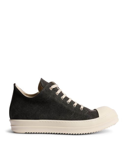 Rick Owens Black Canvas Low-Top Sneakers for men