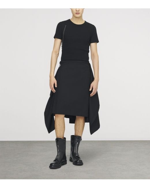 McQueen Black Draped Kilt for men