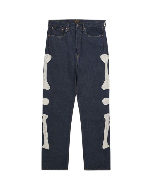 Kapital Blue Skeleton Mexican Tuxedo Straight Jeans for men