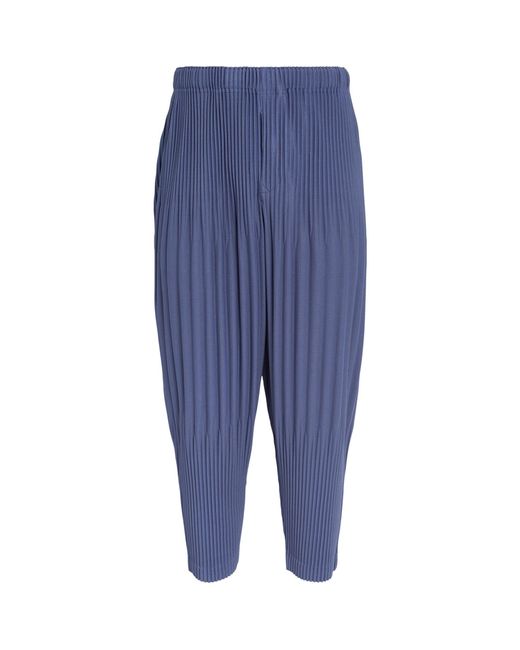 Homme Plissé Issey Miyake Blue Pleated Tapered Trousers for men