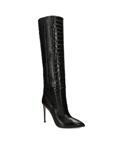 Paris Texas Black Croc-Embossed Knee-High Boots 105