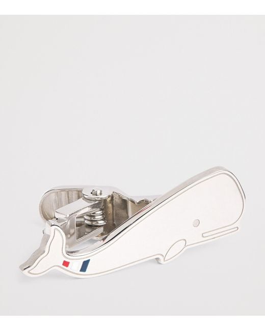Thom Browne Black Sterling Whale Tie Bar for men