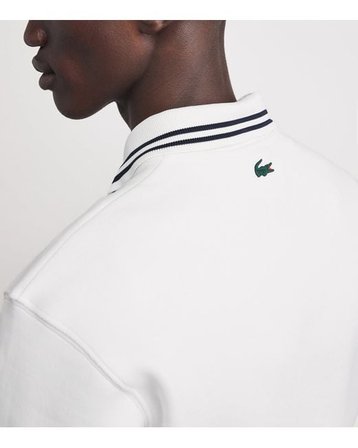 Lacoste White Tennis Heritage Polo Collar Quarter-Zip Sweatshirt for men