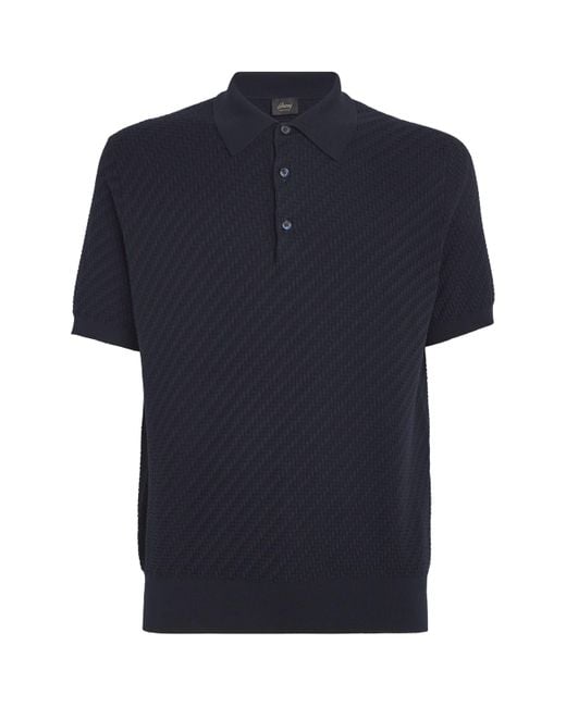 Brioni Blue Cotton-Silk-Cashmere Polo Shirt for men