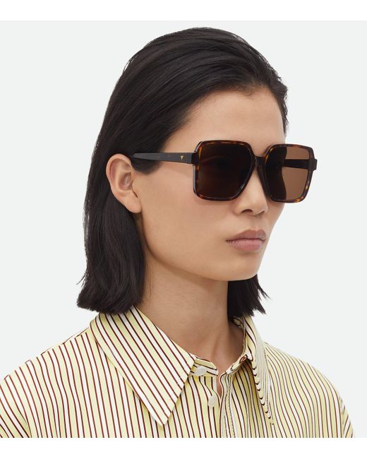 Bottega Veneta Brown Rectangular Sunglasses