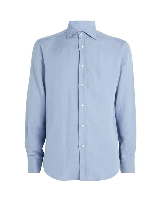 Ralph Lauren Purple Label Blue Silk-linen Shirt for men