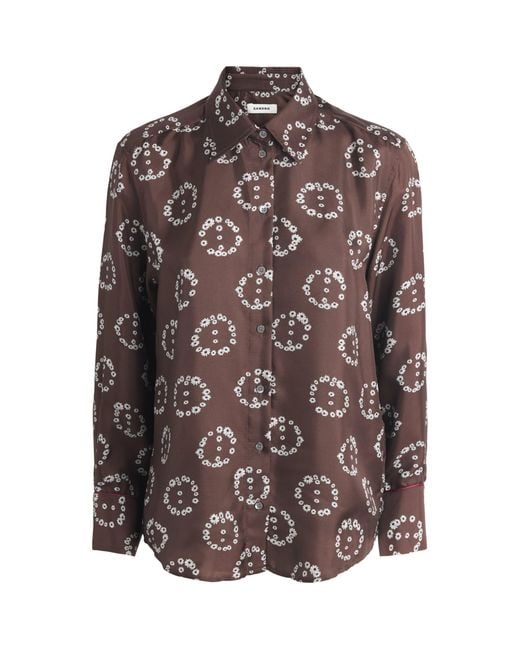 Sandro Brown Silk Floral Shirt