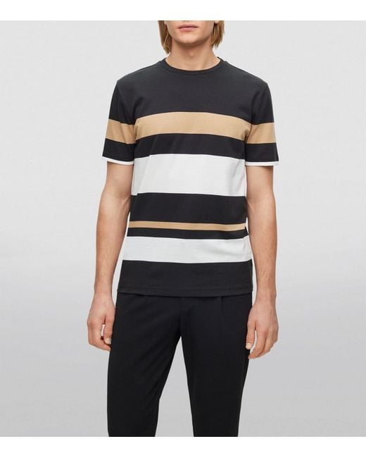 Boss Black Oversized Striped T-shirt for men