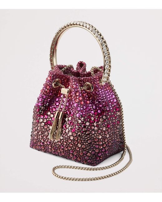 Jimmy Choo Red Bon Bon Embellished Top-Handle Bag
