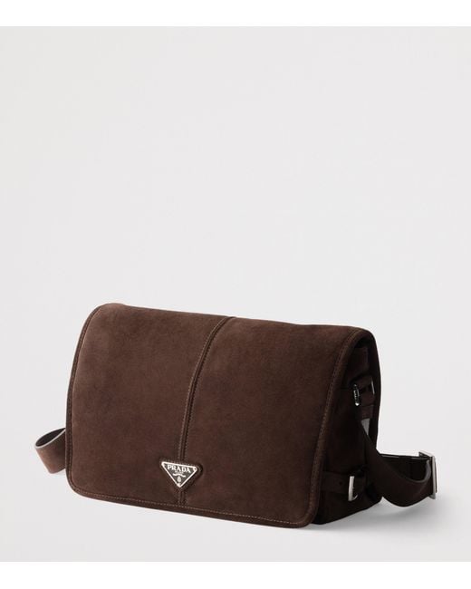 Prada Brown Suede Shoulder Bag for men