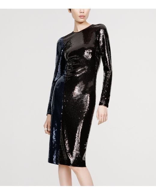 Tom Ford Black Sequined Asymmetrical Midi Dress