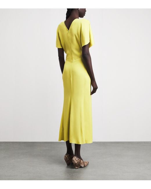 Victoria Beckham Yellow Cady Bela Midi Dress