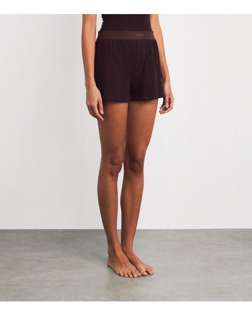 Skims Red Stretch-Cotton Ribbed Boxer Shorts