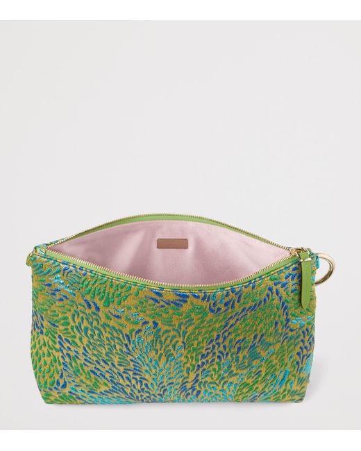 Jimmy Choo Green Callie Metallic Canvas Clutch Bag