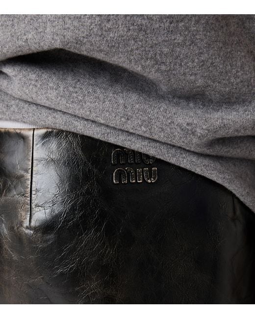 Miu Miu Black Calfskin Mini Skirt