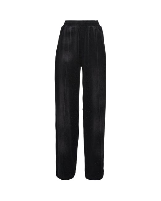 Alexander Wang Black Velour Rhinestone Hotfix Sweatpants