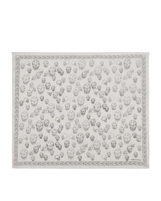 McQueen Metallic Silk Painted Skull Scarf