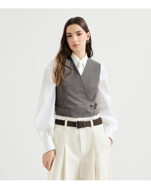 Brunello Cucinelli Gray Tropical Luxury Wool Waistcoat