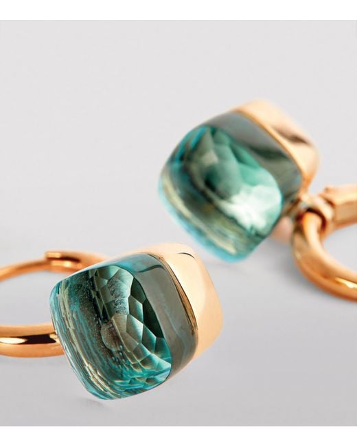 Pomellato Green Rose And Topaz Nudo Drop Earrings