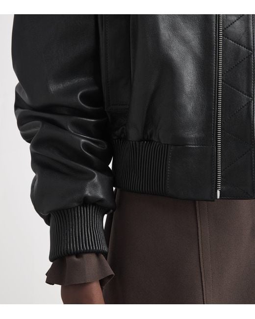 Arma Black Hannah Leather Bomber Jacket