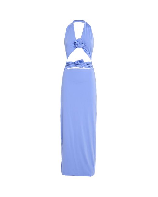 Maygel Coronel Blue Floral-applique Vaupes Maxi Dress