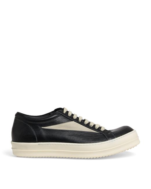 Rick Owens Black Tumbled Lambskin Vintage Low-Top Sneakers for men