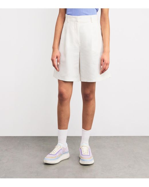 Weekend by Maxmara White Cotton-Linen Shorts