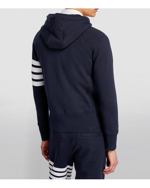 Thom Browne Blue Four-Stripe Zip-Up Hoodie for men